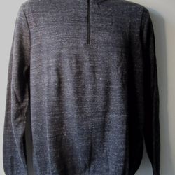 NEW, MICHAEL KORS FALL 1 GF76K57407 SZ L MEN'S CHARCOAL MEL SWEATER 8" METALLIC ZIP