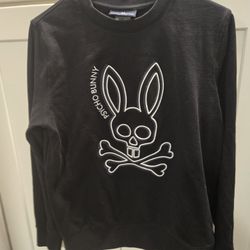 PSYCHO BUNNY Mens Gresham Embroidered Bunny Sweatshirt Black Size Small $167 Original 