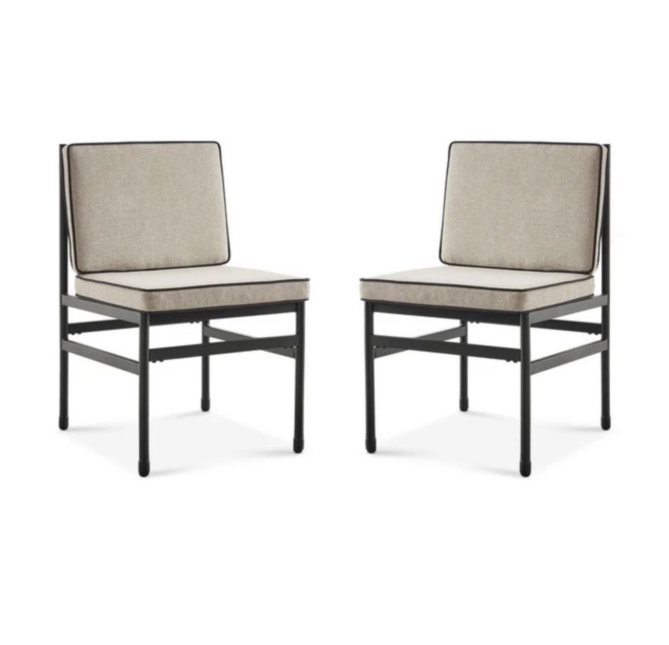 0965-Odelia Bistro Outdoor Dining Chairs (Beige Olefin)  No screw accessories