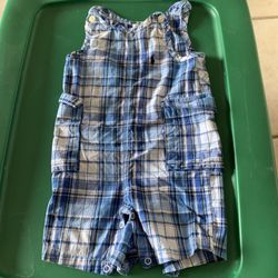 Ralph Lauren baby romper 6 Mo Plaid Blue Pre Owned