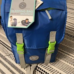 Kids' Sleep-n-Pack Faux Shearling Lined Sleeping Bag Backpack NWT