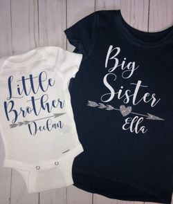 Sister brother shirt and onesie set