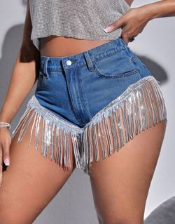 Fringe rhinestone Shorts 