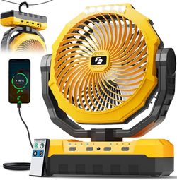 3-in-1 Camping Fan - Portable Fans Rechargeable - Yellow
