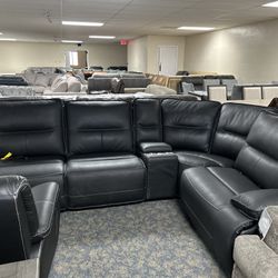 Leather Reclining Sectional 