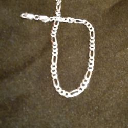 925 Italy Silver Figaro Bracelet (#227)