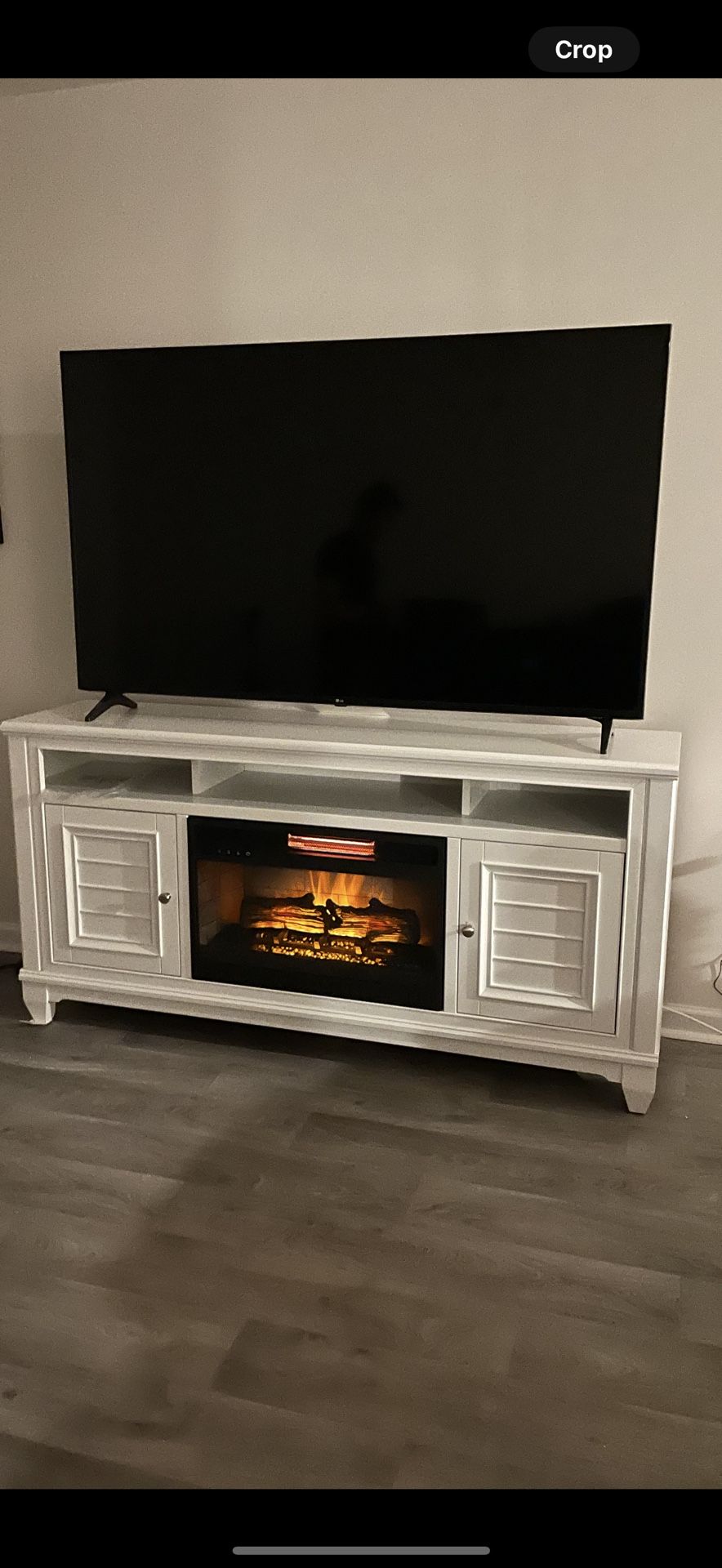 66 inch tv stand with heater paid 1200 brand new