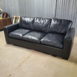 Real Leather Sofa With Queen Pullout Bed