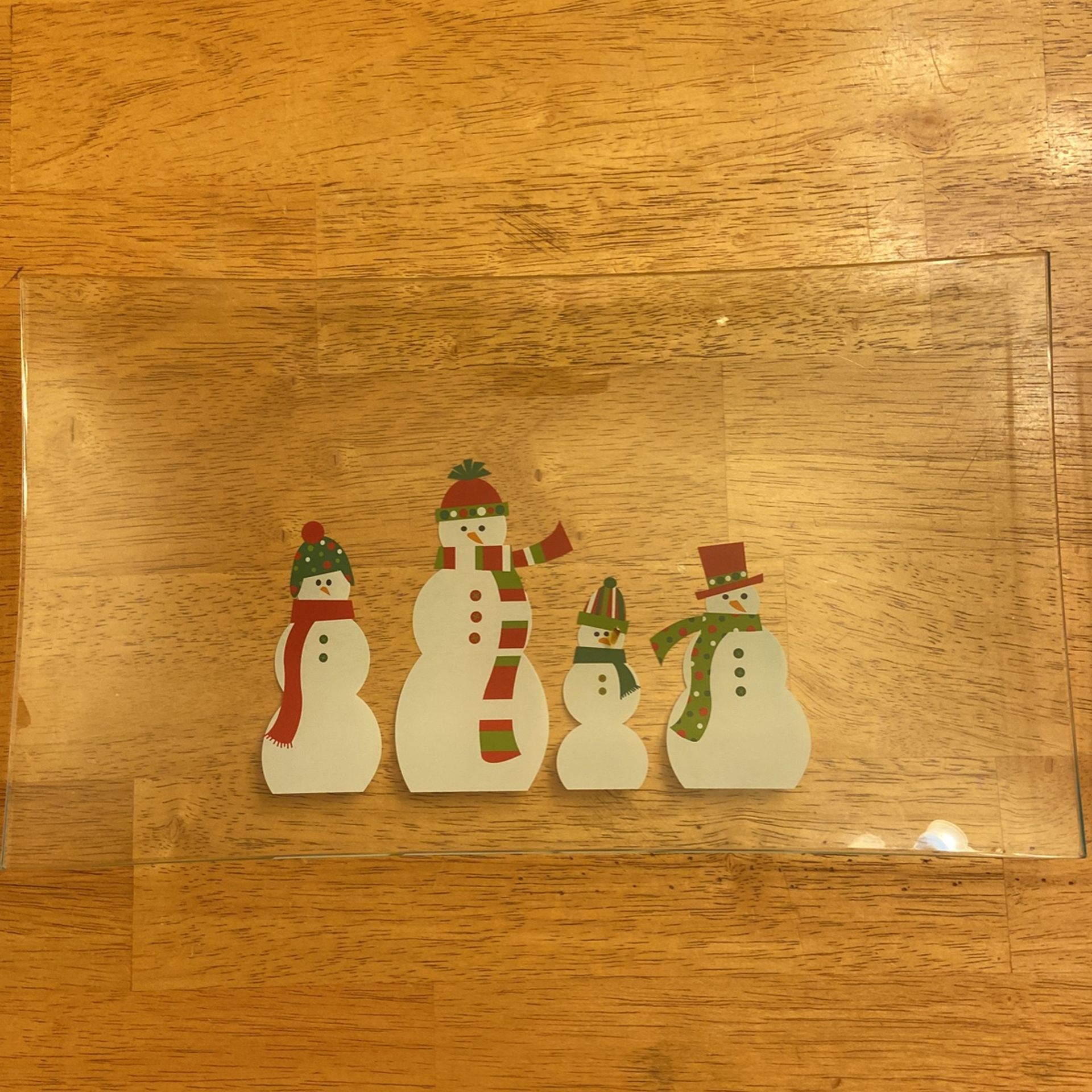 Pampered Chef Snowman Glass Platter & Plate