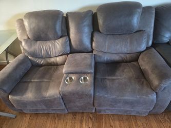 2 Piece Grey Soft Leather Set