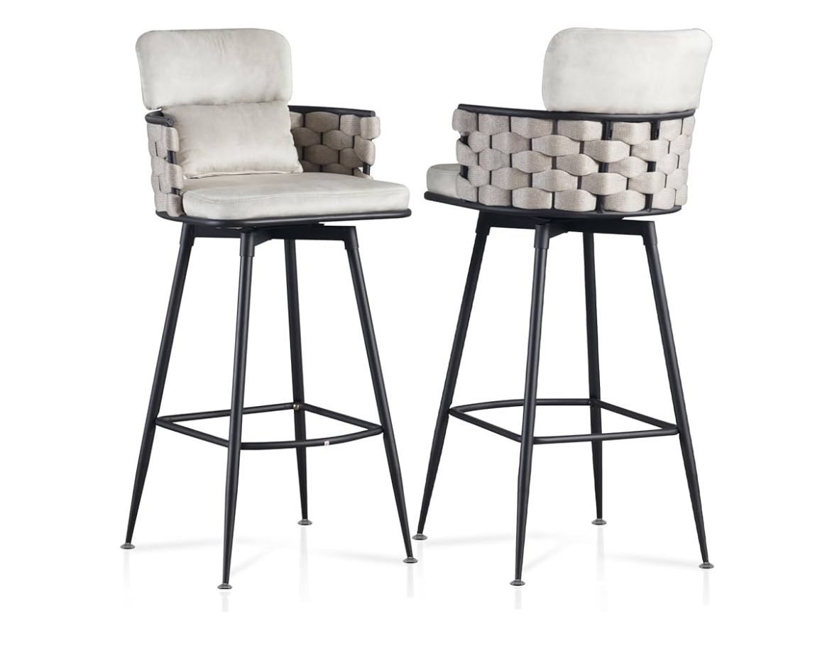 Bar Stools Set of 2 Counter Height Bar Stools 30 InchesHand Woven Bar Chair for Kitchen Island, Bar Counter, Pub, Dining Room,Cafe