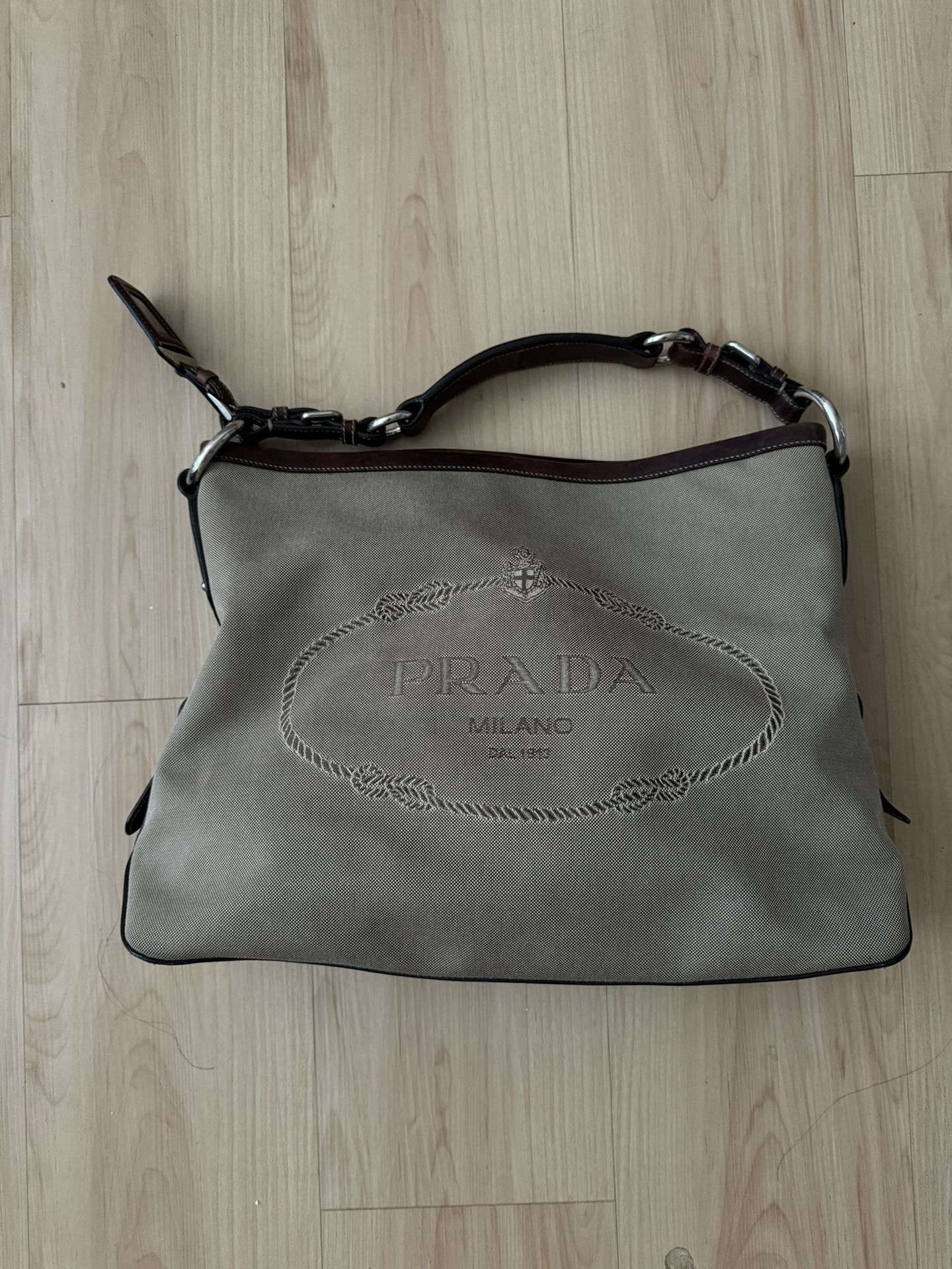 Prada canvas and leather handbag