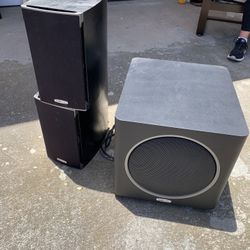 Polk Audio Powered Subwoofer And Bookshelf Speakers