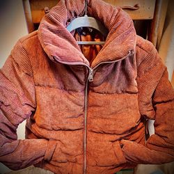 Corduroy Puffer Jacket with Full Front Zipper (S,M & L)