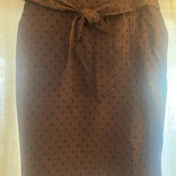 Cute Brown Pencil Skirt W/Blk Polka Dots 