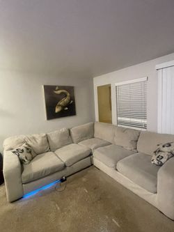 Tan/Cream Sectional Couch - Solid Conditions