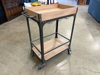 THESHOLD Franklin Bar Cart and Wine Rack in Weathered Grey