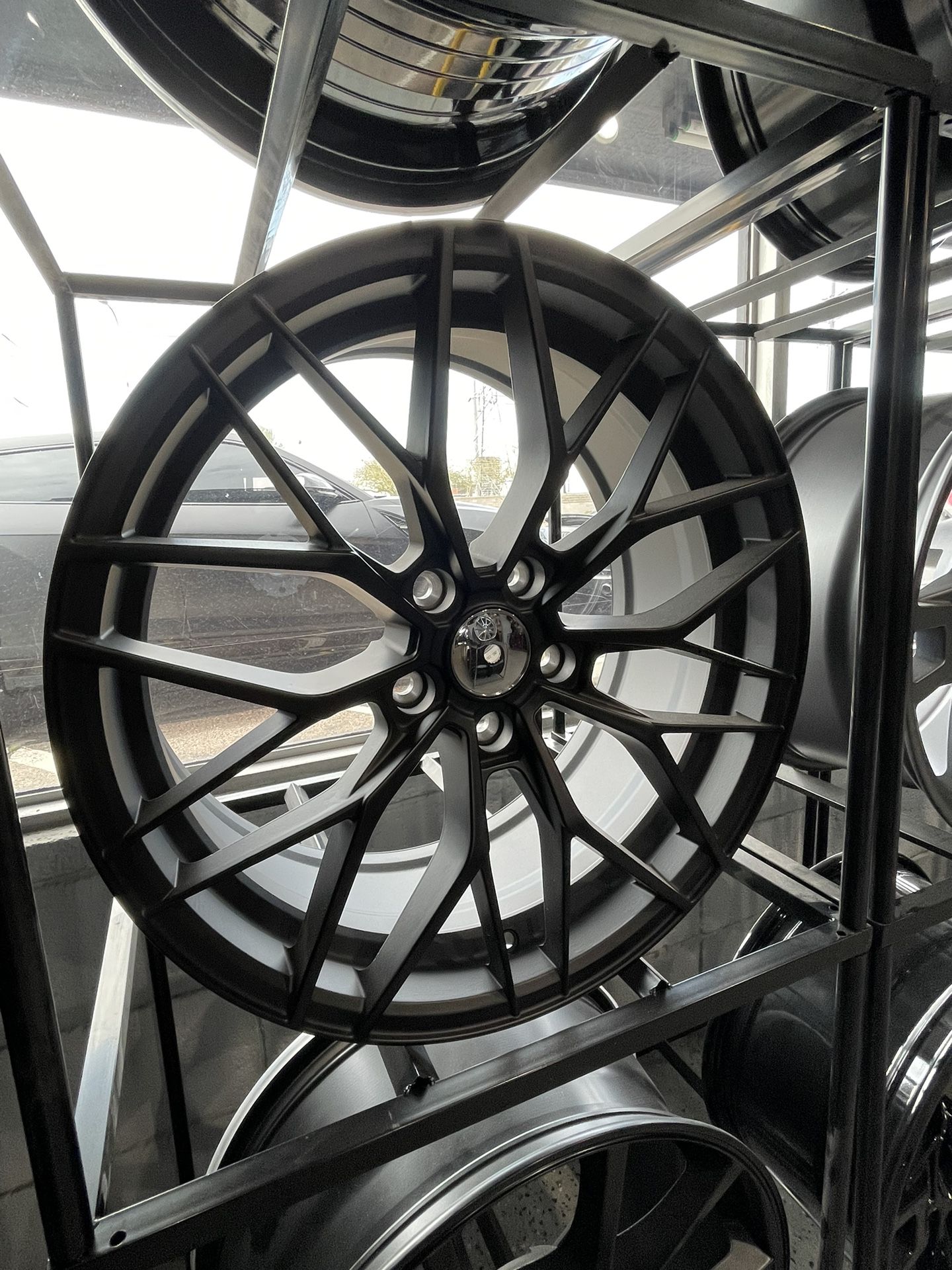 18in Matte Black Flow Formed Multi Y Spoke Tuner Style Wheels