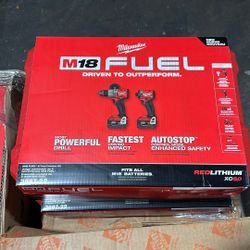 Milwaukee 2 Tool Combo - Hammer Drill, Impact Driver, 2x Battery, Charger
