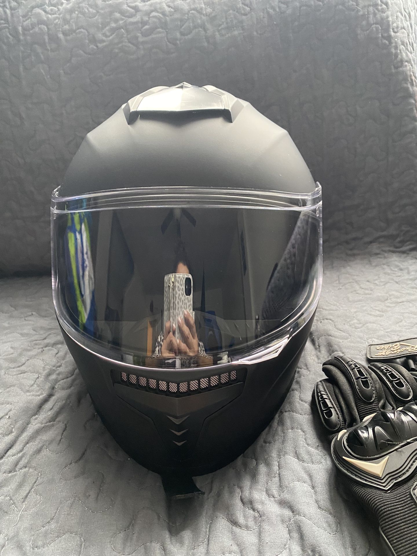 Motorcycle Helmet and Gloves