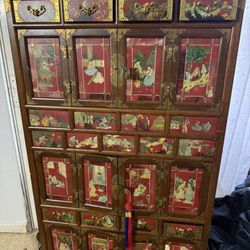 Vintage hand-decorated Korean armoire