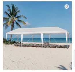 #F 10’ × 30’ Pop-Up Canopy Tent Color: White Waterproof • Instant Setup • Portable Outdoor Gazebo Includes Carrying Bag & 8 Sandbags Great for Weddin