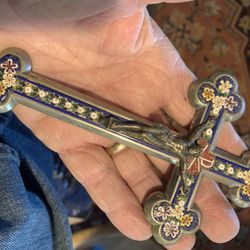 Antique Micro Mosaic Italian Crucifix 