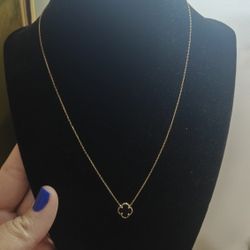 10K GOLD BLACK CLOVER NECKLACE 