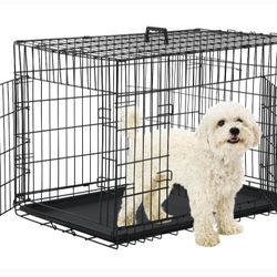 Brand New In Box 24" Sm'md Dog Crate Foldable Portable 2 Door Puppy Dog Cage With Bottom Floor Pan. Jaula De Mascota Small Dog Kennel 