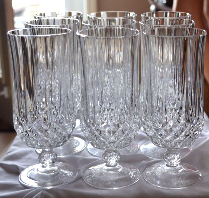 Crystal d' Arques Longchamp set of 8 Lead Crystal Iced Tea Glasses