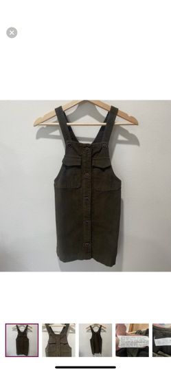 Zara Oliver Green Overall Corduroy Dress  