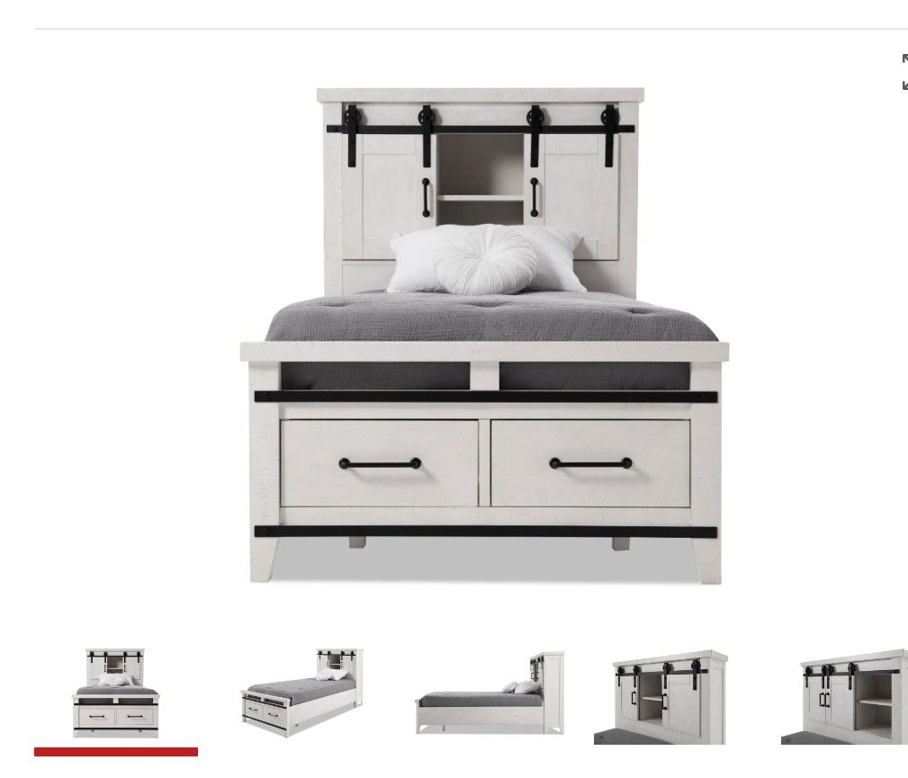 Montana Twin White Youth Bookcase Storage Bed