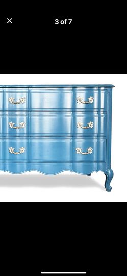French Blue 6 Drawer Dresser. Cabinet Chest Of Drawers.