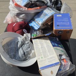 New CONSTRUCTION SUPPLIES   Gloves Hard Hat Ear Plus Safety Glasses Expensvie. Alot  