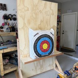 Freestanding Archery Backstop Wall with Shelf – Solid Wood Build