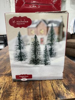 St. Nicholas Square Village Collection Frosted Sisal Trees Set