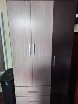 Two-Tone Wardrobe Armoire with Drawers