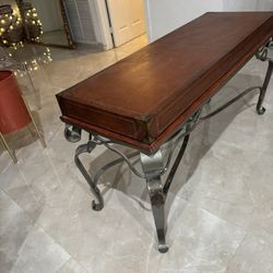 Leather Top Console Table