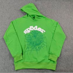 Young Thug Sp5der Hoodie-White Letters Green Hoodie