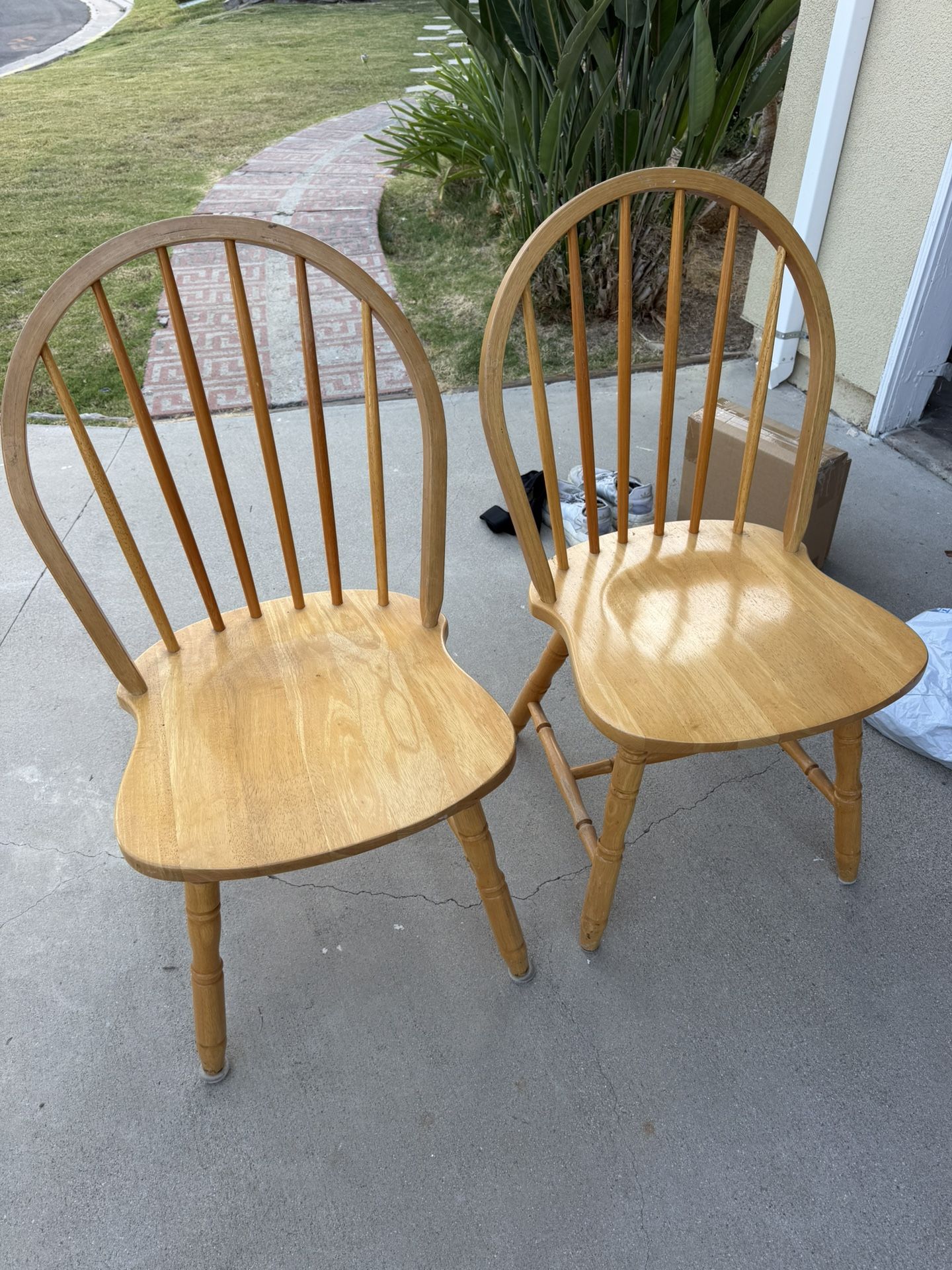 Two Blonde Wood Chairs