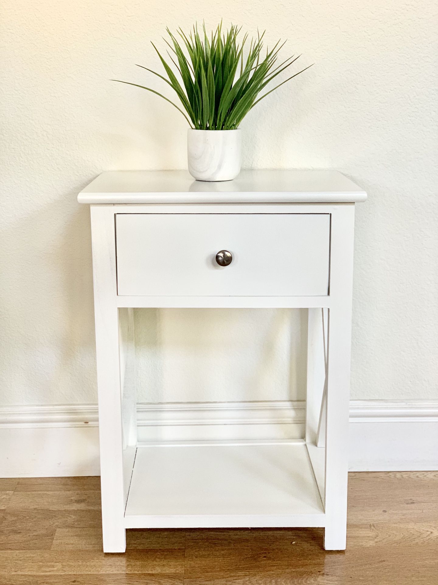 White with drawer Side table nightstand end table
