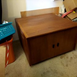 Mid Century Modern Square Wooden Storage Coffee Table
