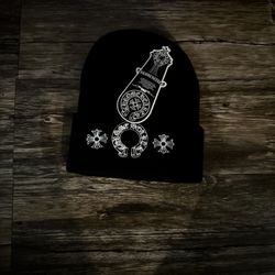 Black and white Chrome Hearts Beanie 