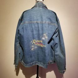VINTAGE 90S DENIM JACKET RIVIERA HOTEL AND CASINO LAS VEGAS 2XL SHD