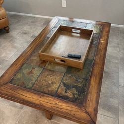 Textured Solid Wood Coffee Table