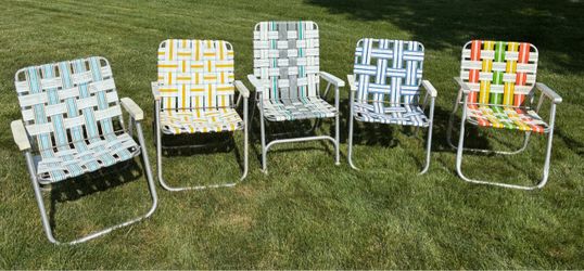 Vintage Folding Aluminum Webbed Chairs  for