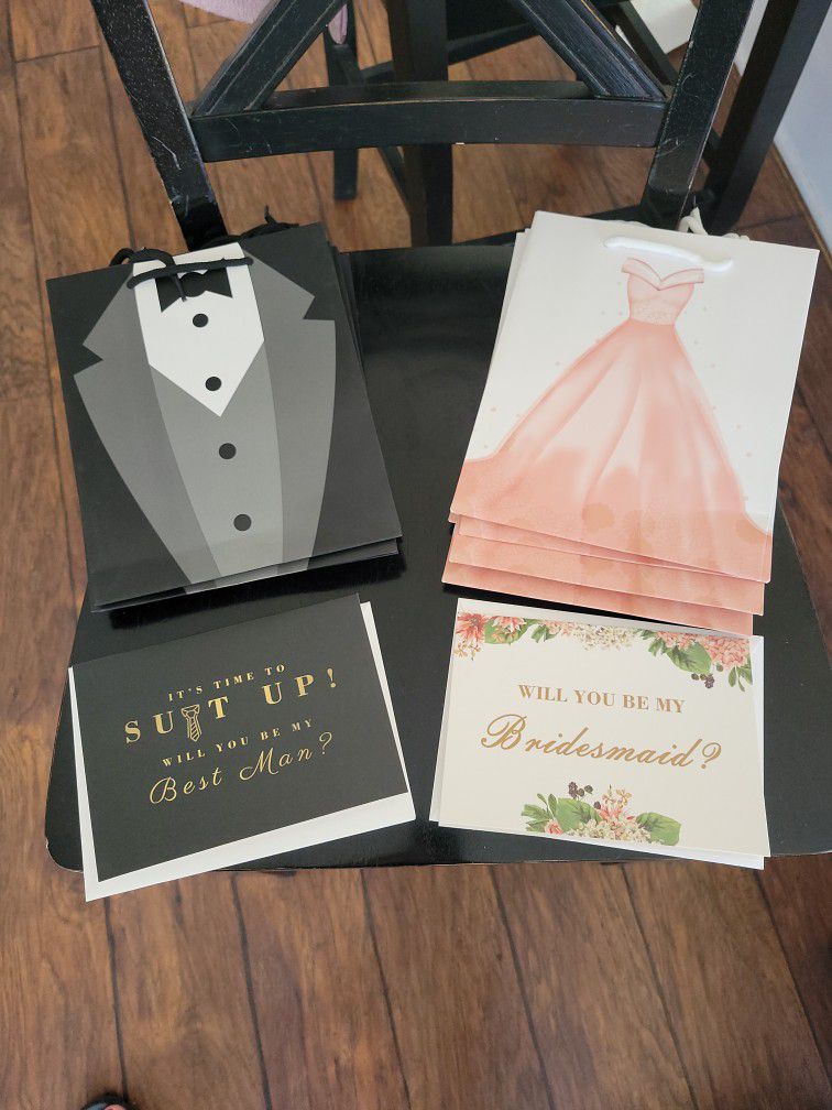 Wedding Set Best Man Bridesmaid Invitations And Gift Bags Sets Of 6 Each Wedding 