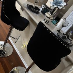 Two Black Bar Stools 