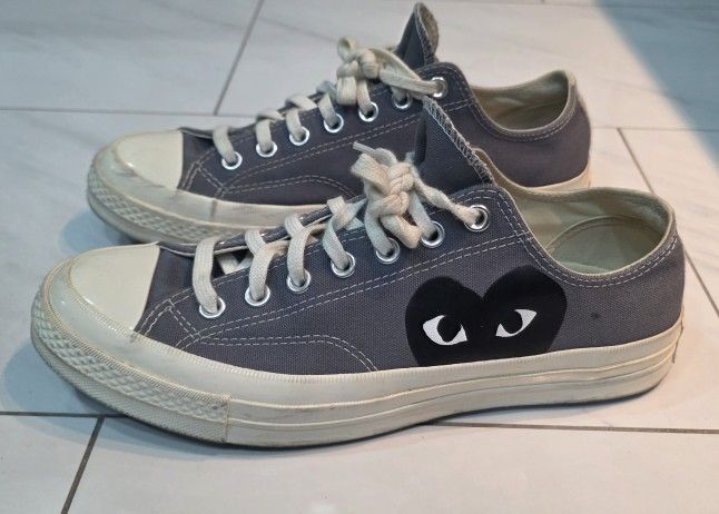 Size 9 Converse Comme des Garcons Play Chuck 70 Low Steel Gray