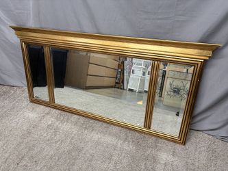 Gold Regency Style Triple Panel Mantel Mirror